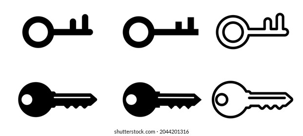 Key vector icons set isolated on white background - vector illustration eps10