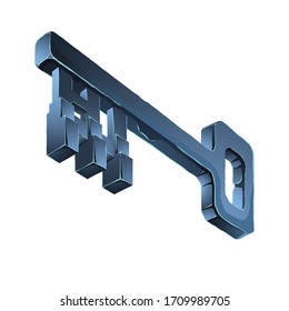 Key vector illustration. Cartoon-style drawing for games, logo design, etc. 