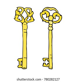 Key vector illustration. Doodle style. Design, print, decor, textile, paper
