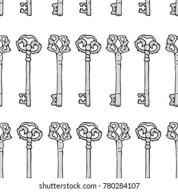 Key vector illustration. Doodle style. Design, print, decor, textile, paper