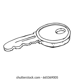 Key. Vector illustration of a key. Hand drawn key.