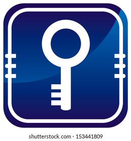 Key - Vector on blue button