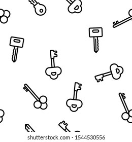 Key Vector Seamless Pattern Thin Line Illustration
