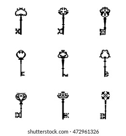 Ornamental Medieval Vintage Keys Set Intricate Stock Vector (Royalty ...