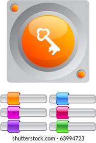 Key vibrant round button with additional buttons.