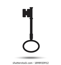 
Key - vintage in black color with shadow in white background