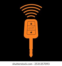 Key warning Sign in Car. Vector Illustration. 