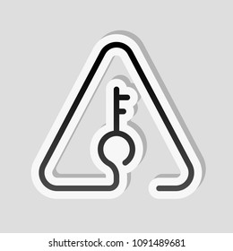 Key in warning triangle. Linear icon with thin outline. One line