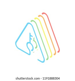 Key in warning triangle. Linear icon with thin outline. One line style. Stack of colorful isometric icons on white background