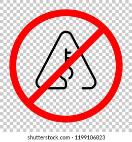 Key in warning triangle. Linear icon with thin outline. One line style. Not allowed, black object in red warning sign with transparent background