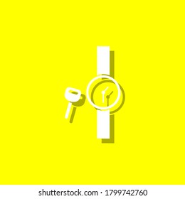 key watch white icon with shadow