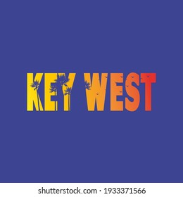 key west florida paradise sunset colorful palm tree vacations holidays poster.