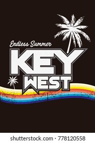 key west rainbow retro design poster summer