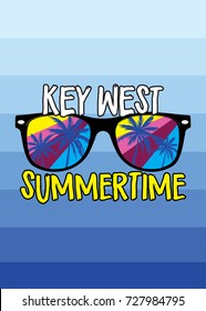 key west summertime glasses poster vector colorful