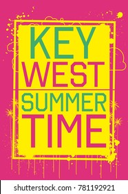 key west summertime poster vector colorful distress