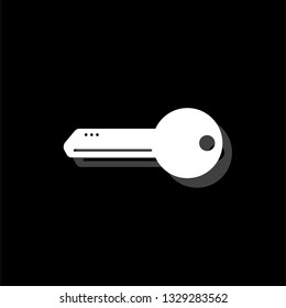 Key. White flat simple icon with shadow