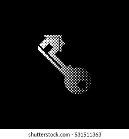 Key - white vector icon;  halftone illustration