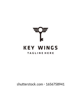 key with wings logo design icon vector