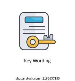 key wording Filled Outline Vector Icon Design illustration on White background. EPS 10 File