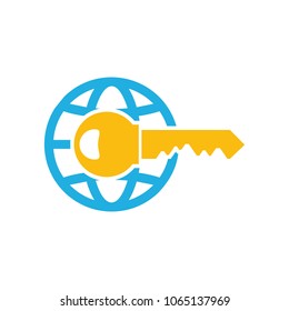 Key World Logo Icon Design