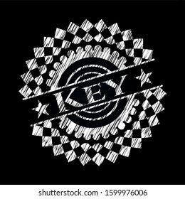Key written on a blackboard. Vector Illustration. Detailed.