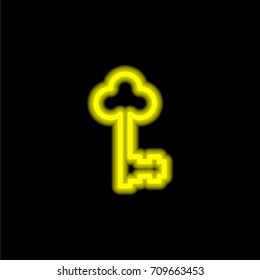 Key yellow glowing neon ui ux icon. Glowing sign logo vector