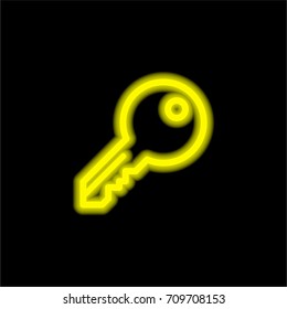 Key yellow glowing neon ui ux icon. Glowing sign logo vector