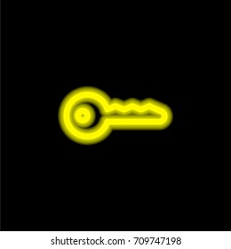 Key yellow glowing neon ui ux icon. Glowing sign logo vector