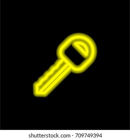 Key yellow glowing neon ui ux icon. Glowing sign logo vector