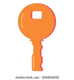The key is yellow. Key for the keyhole. Golden Key.