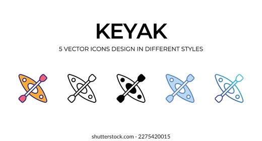 keyak Icon Design in Five style with Editable Stroke. Line, Solid, Flat Line, Duo Tone Color, and Color Gradient Line. Suitable for Web Page, Mobile App, UI, UX and GUI design.