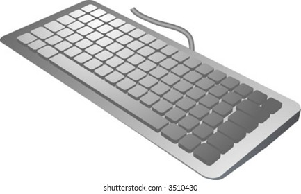 keyboard in 3d isometric view, computer input device silver color