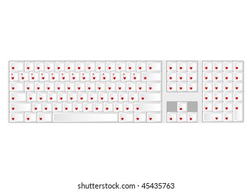 Keyboard with all keys as heart.