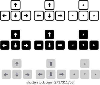 keyboard arrow keys icon set, gaming and navigation button symbols for pc, flat vector illustration