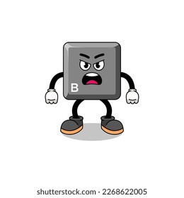 keyboard B key cartoon illustration with angry expression , character design