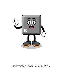 keyboard B key cartoon illustration doing stop hand , character design