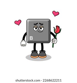 mascota de teclas teclado B enamorada, diseño de caracteres