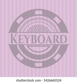 Keyboard badge with pink background. Vector Illustration. Detailed.