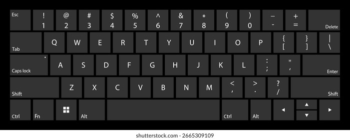 Teclado con teclas negras y grises oscuras - diseño para un teclado editable de Vector