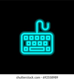 Keyboard blue glowing neon ui ux icon. Glowing sign logo vector