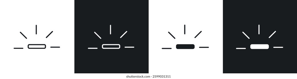 Keyboard brightness icons in flat and linear vector illustration on white background.