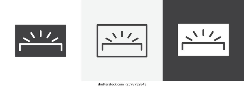 Keyboard brightness icons in Thin line black color. flat simple vector symbols illustration.