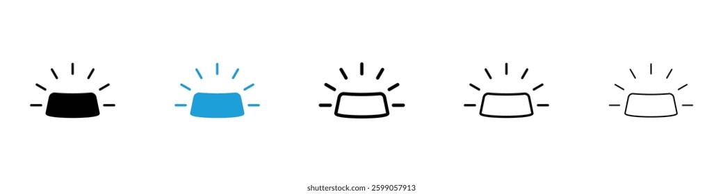 Keyboard brightness icons vector illustrations in black and blue colors for web and ui designs