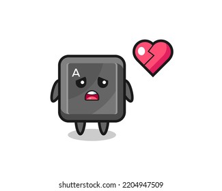 keyboard button cartoon illustration is broken heart , cute design