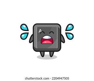 keyboard button cartoon illustration with crying gesture , cute design