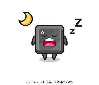 ilustración del personaje del botón del teclado durmiendo en la noche, diseño bonito