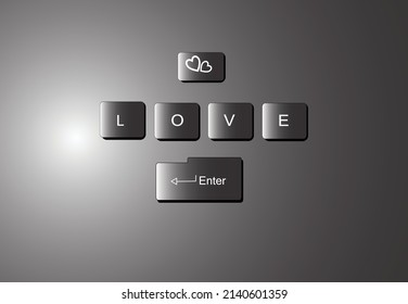 Icono del botón de teclado que muestra el mensaje L O V E. Presione Intro si está enviando amor.