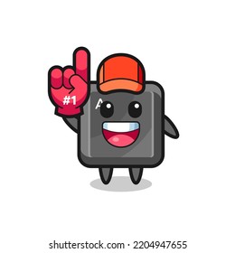 keyboard button illustration cartoon with number 1 fans glove , cute design