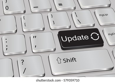 Keyboard button with the inscription update, black key. vector graphics