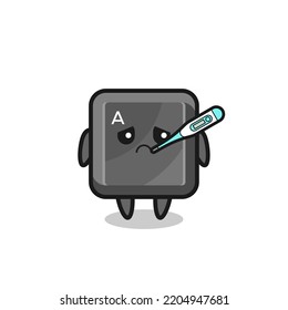 personaje mascota del botón de teclado con estado de fiebre, diseño bonito